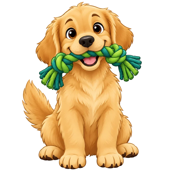 Puppy with a rope toy